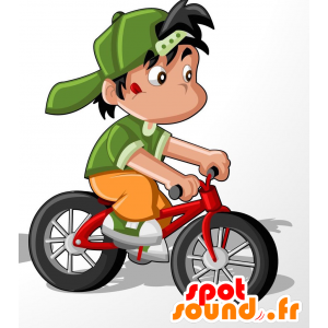 Mascotte de petit garçon habillé en vert et orange - MASFR029185 - Mascottes 2D/3D