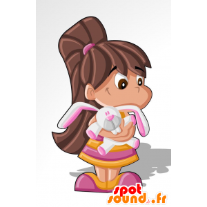 Mascotte de petite fille en robe. Mascotte d'enfant - MASFR029186 - Mascottes 2D/3D