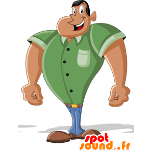 Mascotte d'homme bronzé, musclé avec une chemise verte - MASFR029190 - Mascottes 2D/3D