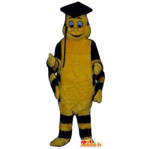 Mascot yellow and black caterpillar. Suit for graduate - MASFR007380 - Mascots insect