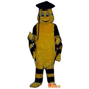 Mascot gelbe und schwarze Raupe. Anzug für Absolventen - MASFR007380 - Maskottchen Insekt