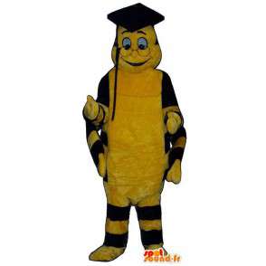 Mascot yellow and black caterpillar. Suit for graduate - MASFR007380 - Mascots insect