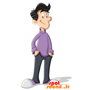 Mascota del hombre delgado, vestido de púrpura y negro - MASFR029195 - Mascotte 2D / 3D