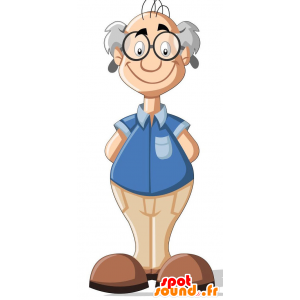 Mascota del hombre de edad avanzada con vistas vidrios - MASFR029196 - Mascotte 2D / 3D