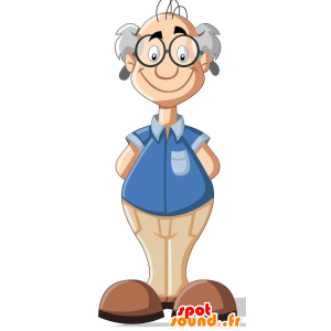 Mascot av eldre mann med briller utsikt - MASFR029196 - 2D / 3D Mascots
