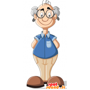 Mascota del hombre de edad avanzada con vistas vidrios - MASFR029196 - Mascotte 2D / 3D
