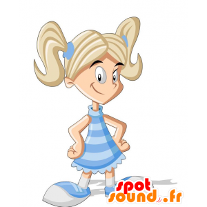 Blond girl mascot with two duvets - MASFR029199 - 2D / 3D mascots