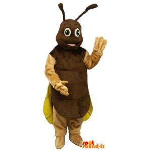 Cricket maskot, brun og gul ildflue - Spotsound maskot kostume