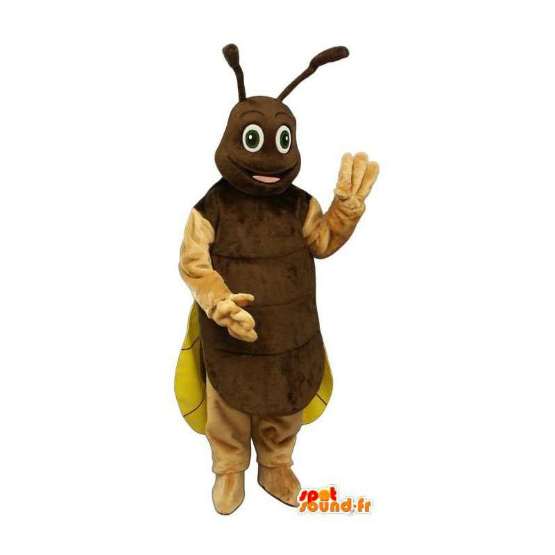 Cricket maskot, brun og gul ildflue - Spotsound maskot kostume