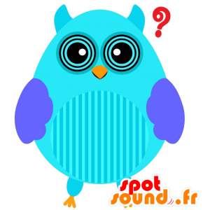 Mascot blue owl, fun and plump - MASFR029205 - 2D / 3D mascots