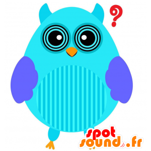 Mascotte de hibou bleu, amusant et dodu - MASFR029205 - Mascottes 2D/3D