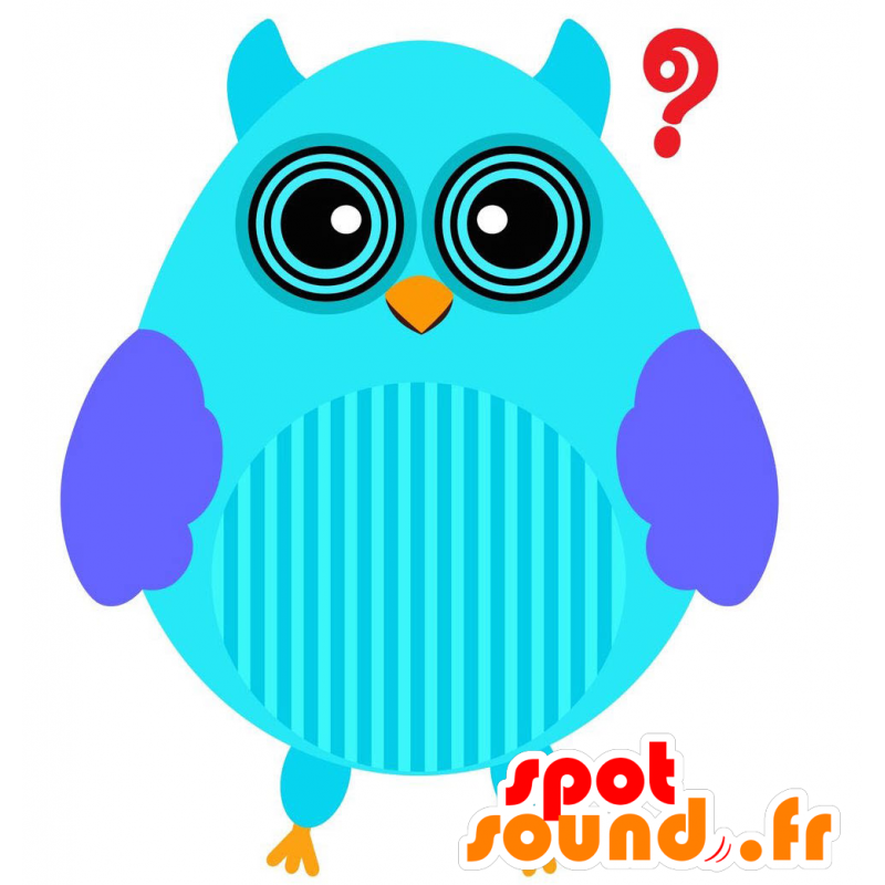 Mascot blå ugle, moro og lubben - MASFR029205 - 2D / 3D Mascots