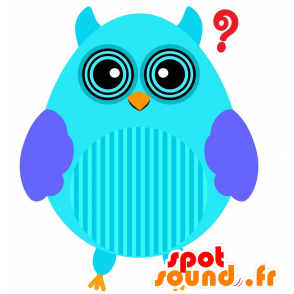 Mascot blue owl, fun and plump - MASFR029205 - 2D / 3D mascots