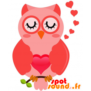 Vaaleanpunainen pöllö maskotti. Owl Mascot - MASFR029208 - Mascottes 2D/3D