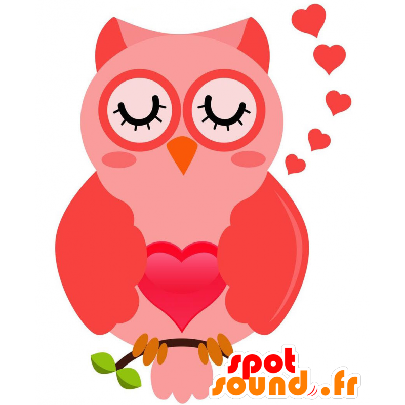 Mascotte roze chouette. Mascotte uil - 2D / 3D-mascottes - MASFR029208 - SpotSound.fr