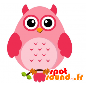 Roze uil mascotte, rond en grappige - MASFR029210 - 2D / 3D Mascottes