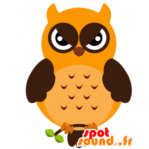 Oranžový sova maskot a hnědé vzduchu v podrážděný - MASFR029216 - 2D / 3D Maskoti