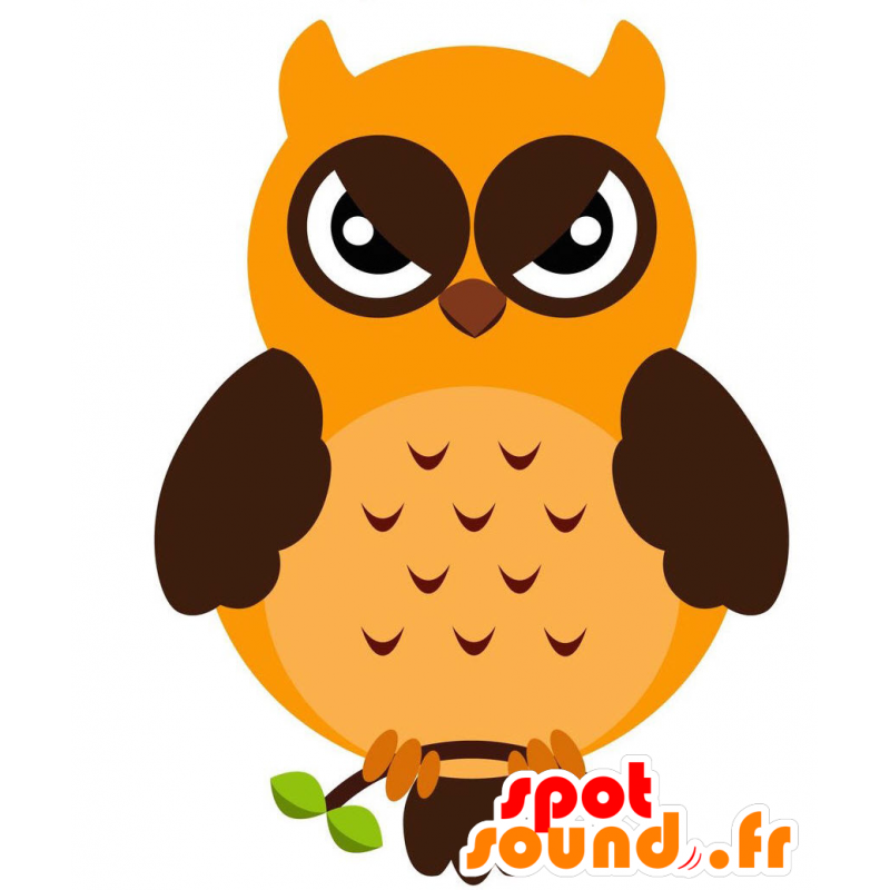 Oranžový sova maskot a hnědé vzduchu v podrážděný - MASFR029216 - 2D / 3D Maskoti