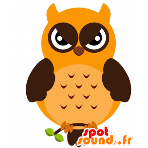 Oranssi pöllö maskotti ja ruskean ilmaa ärtyisä - MASFR029216 - Mascottes 2D/3D
