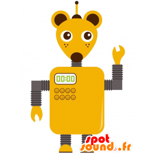 Amarillo de la mascota del ratón con forma de búho- - MASFR029219 - Mascotte 2D / 3D