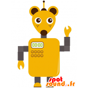 Mascotte de hibou en forme de souris jaune - MASFR029219 - Mascottes 2D/3D