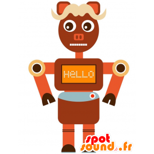 Orange robot mascot in the form of farm animal - MASFR029220 - 2D / 3D mascots