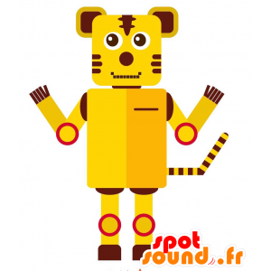 Mascot yellow and brown robot, shaped tiger - MASFR029221 - 2D / 3D mascots