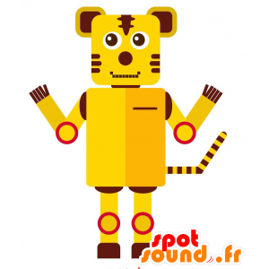 Mascota del robot amarillo y marrón, tigre en forma de - MASFR029221 - Mascotte 2D / 3D