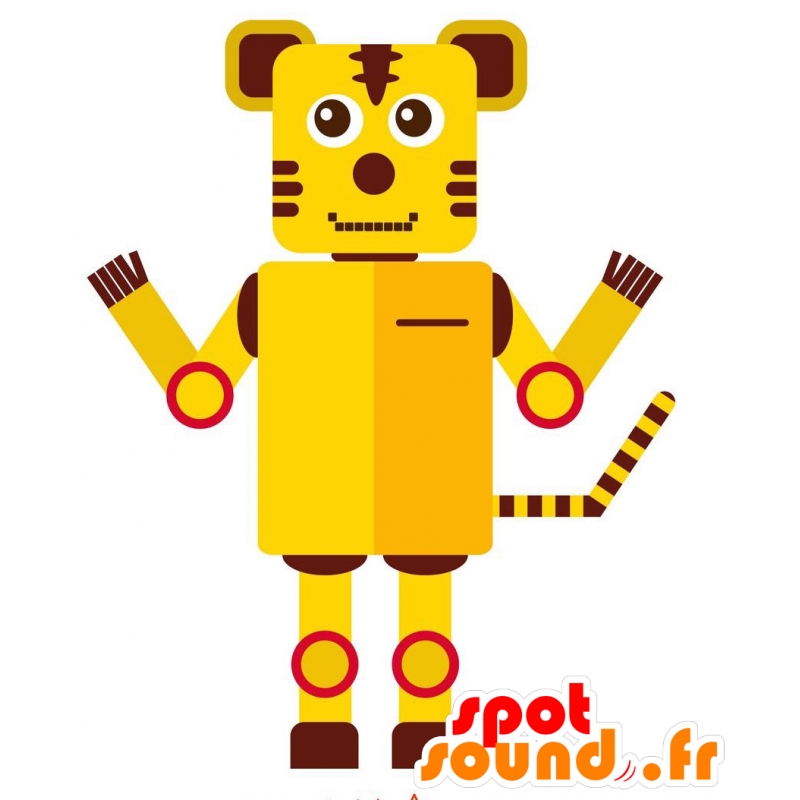 Mascotte del robot giallo e marrone, tigre a forma di - MASFR029221 - Mascotte 2D / 3D