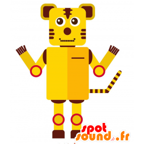 Mascot gelb und braun Roboter, geformt Tiger - MASFR029221 - 2D / 3D Maskottchen