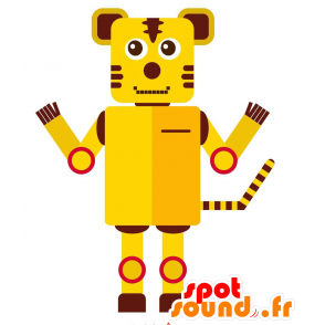 Mascota del robot amarillo y marrón, tigre en forma de - MASFR029221 - Mascotte 2D / 3D