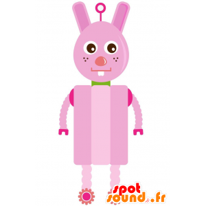 Mascotte de robot rose, en forme de lapin - MASFR029222 - Mascottes 2D/3D