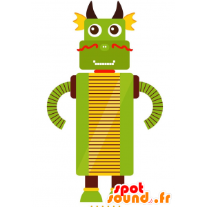 Groene en gele draak mascotte. robotmascotte - MASFR029223 - 2D / 3D Mascottes