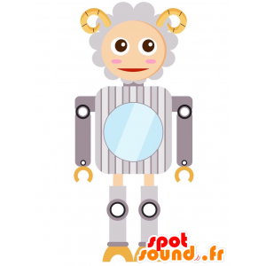 Mascotte de robot, en forme de mouton gris - MASFR029226 - Mascottes 2D/3D