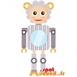 Mascotte de robot, en forme de mouton gris - MASFR029226 - Mascottes 2D/3D