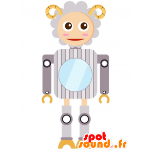 Mascotte del robot a forma di pecora grigio - MASFR029226 - Mascotte 2D / 3D