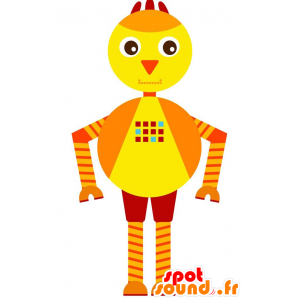 Mascotte del robot a forma di uccello rosso, giallo e arancione - MASFR029228 - Mascotte 2D / 3D