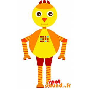 Robot mascot shaped red bird, yellow and orange - MASFR029228 - 2D / 3D mascots