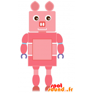 Robot mascot shaped pink pig very funny - MASFR029230 - 2D / 3D mascots
