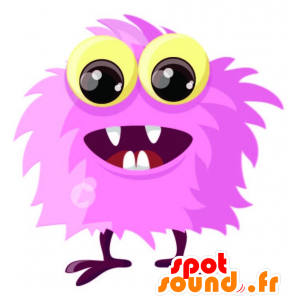 Maskotrosa monster, alle hår, med gule øjne - Spotsound maskot
