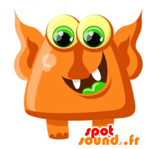 Orange monster maskot, med grön tunga - Spotsound maskot