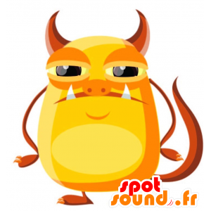 Mascotte de monstre orange, avec des cornes - MASFR029237 - Mascottes 2D/3D