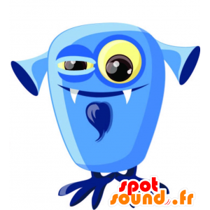 Blå monster maskot, med utskjutande ögon - Spotsound maskot