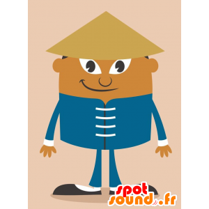 Kinesisk gutt maskot i blått antrekk - MASFR029241 - 2D / 3D Mascots