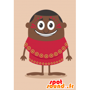 Mascotte africana sorridente, vestito di rosso - MASFR029242 - Mascotte 2D / 3D