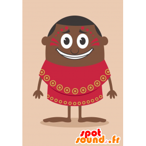 Μασκότ Αφρικανική χαμογελαστός, ντυμένοι στα κόκκινα - MASFR029242 - 2D / 3D Μασκότ