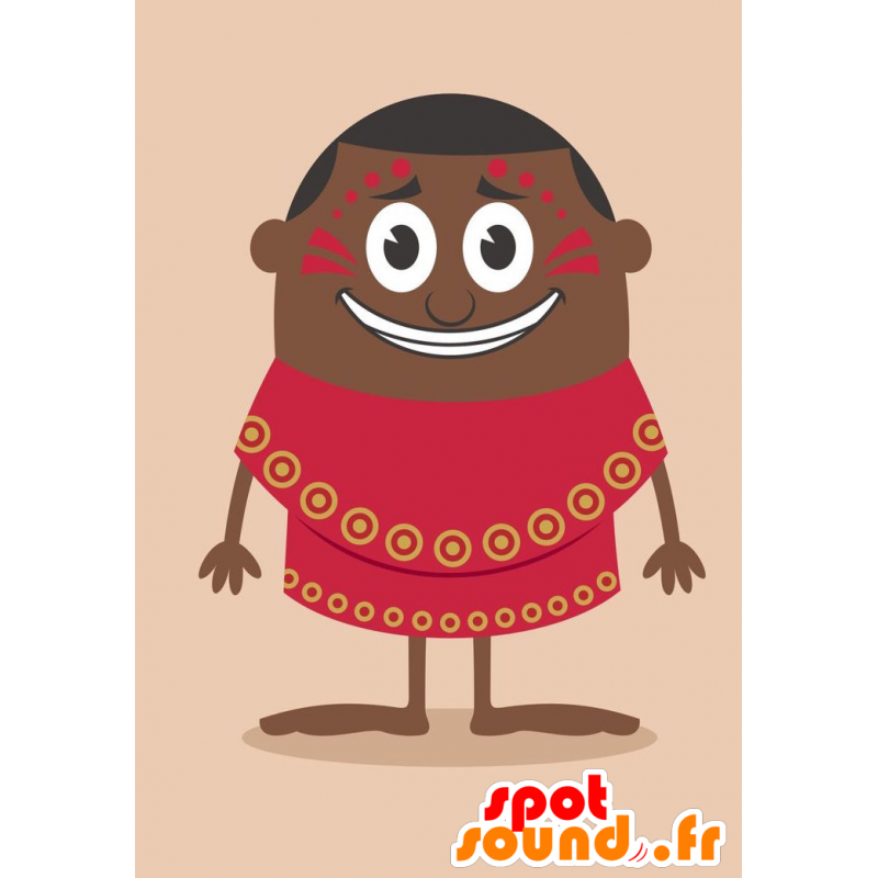 Mascotte africana sorridente, vestito di rosso - MASFR029242 - Mascotte 2D / 3D