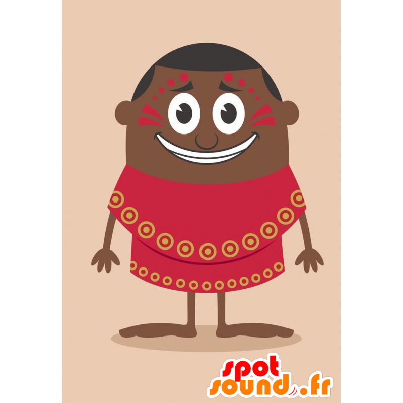 Mascotte d'Africain souriant, habillé en rouge - MASFR029242 - Mascottes 2D/3D