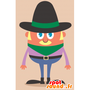 Vaquero rubio de la mascota con una bufanda y un sombrero - MASFR029243 - Mascotte 2D / 3D