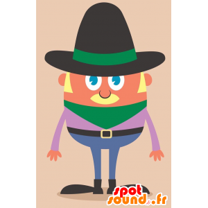 Mascotte de cow-boy blond avec un foulard et un chapeau - MASFR029243 - Mascottes 2D/3D